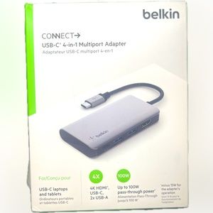 Belkin USB C Hub 4-in-1 Multi-Port Laptop Dock 4K HDMI, 2 USB A Ports